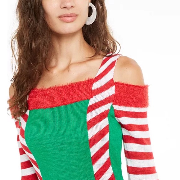 Holiday Elf Dress Cold Shoulder Planet Gold Christmas Womens - Picture 3 of 5